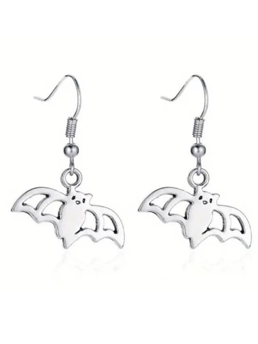 Bat Earrings Halloween Dangle Hanging Silver Goth Style Costume Party Rave Scene
